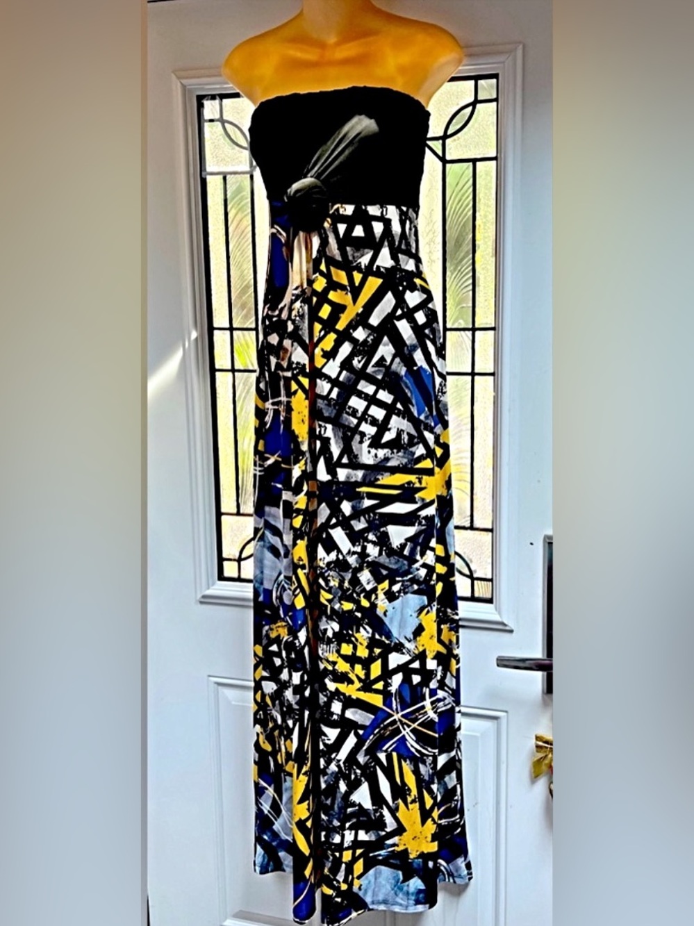 Teroke -  (Made in Italy 🇮🇹 ) Strapless Abstract Print Maxi Dress